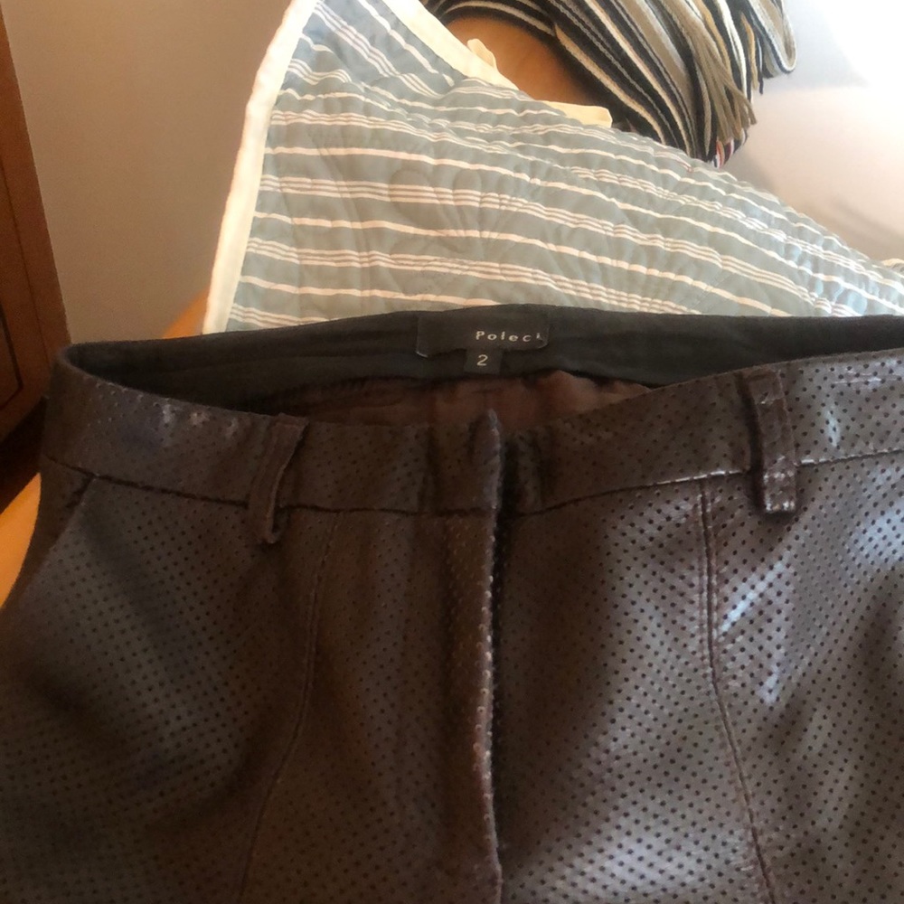Poleci Italian brown leather pants. Very soft. Perforated